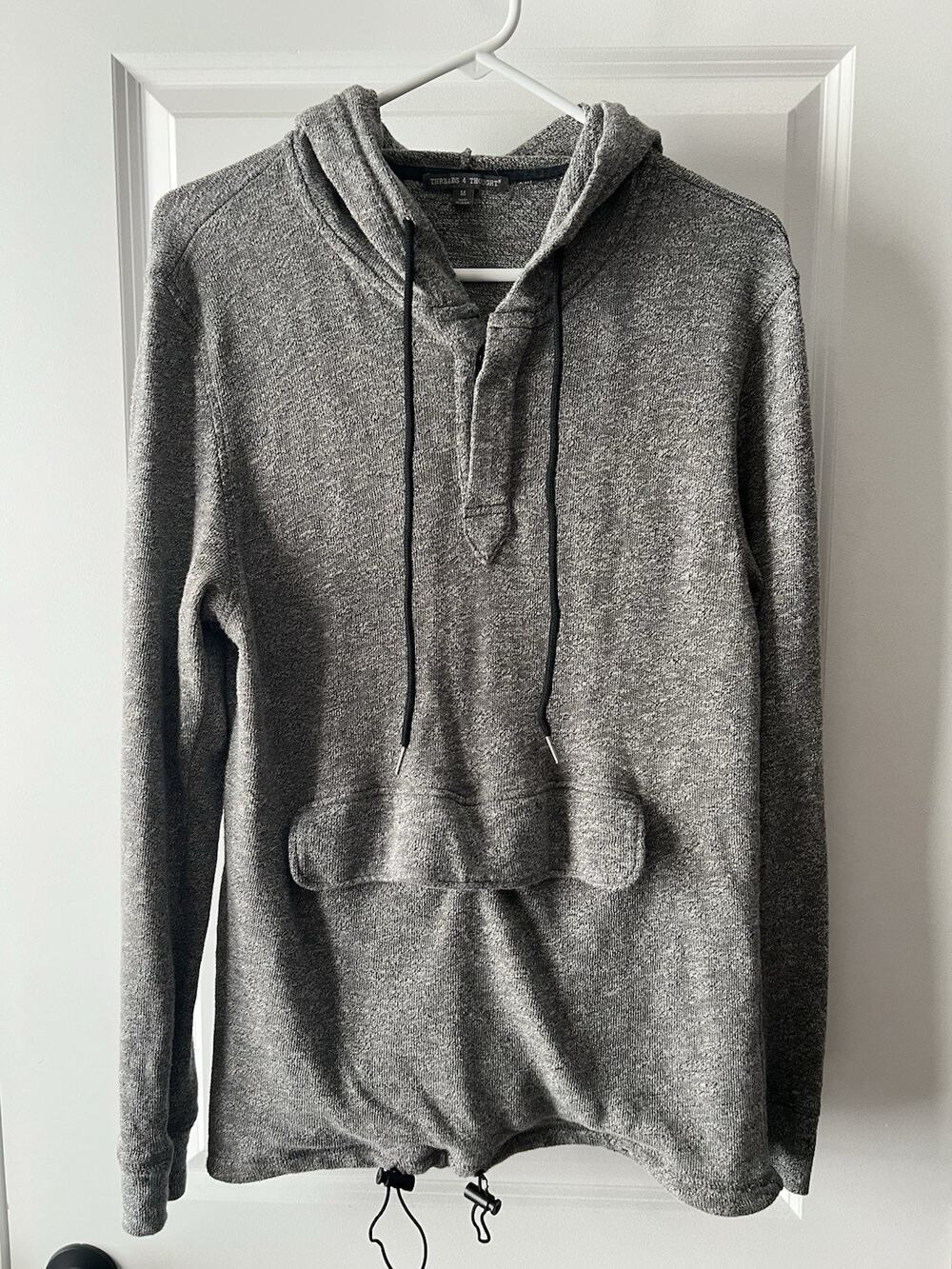Threads 4 Thought Men’s Heather Grey Henley Pullover Hoodie Size M